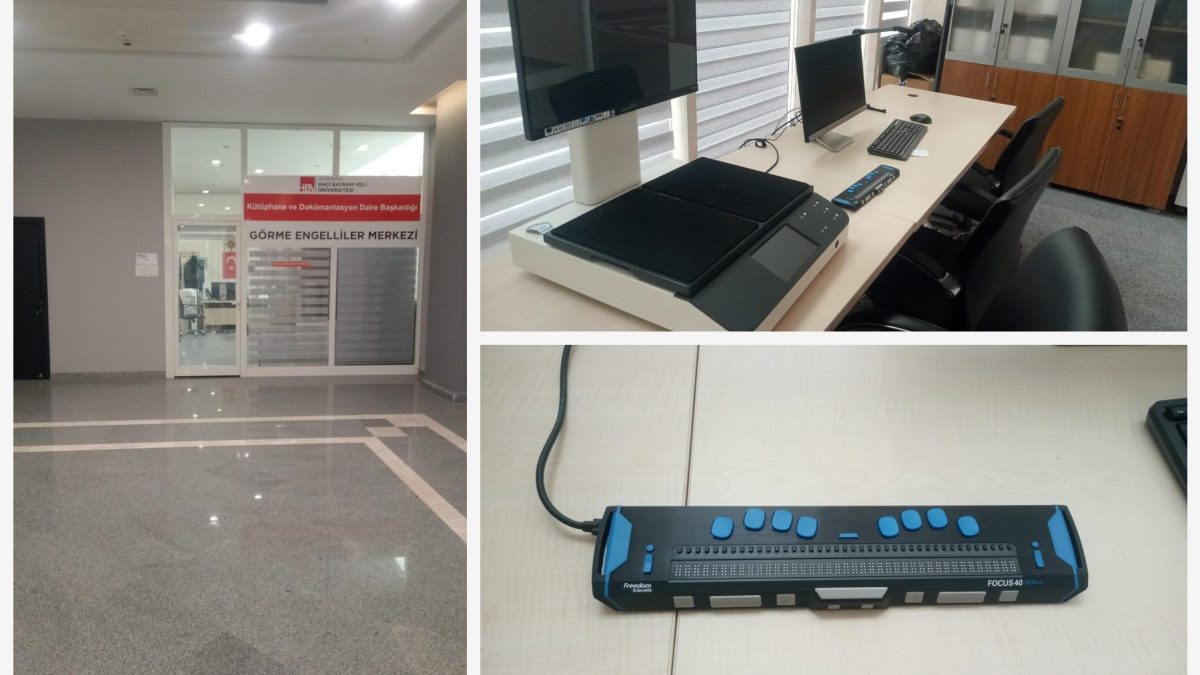 Görme Engelliler Merkezi, ITRİ Yerleşkesi Edebiyat Fakültesi Giriş Katta ( Genç Ofis Arkası) hizmete açılmıştır.